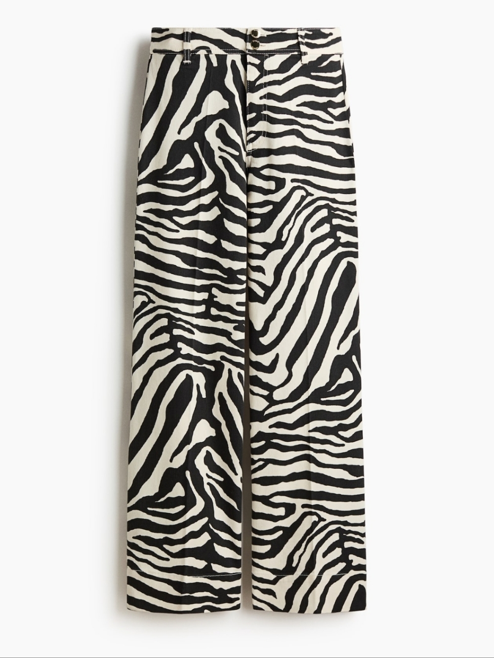 H&M Black and White Wide-Leg Zebra Print Pants